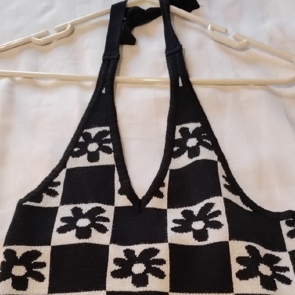Fashion Nova Black & White Mini Halter Sweater Dress, Size: S - Picture 2 of 9